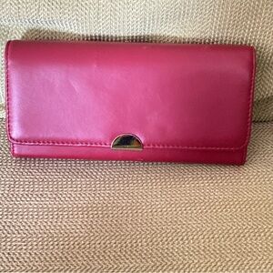 Sleek pinkish Red Leather Wallet for Stylish Organization. New without tags.